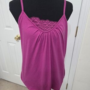 Elegant Fuchsia Lace Detail Camisole